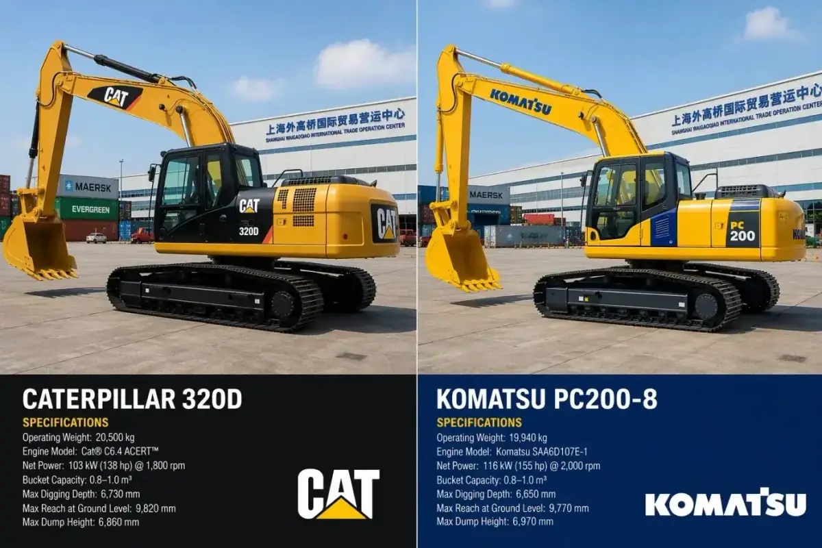 CAT 320D2L vs Komatsu PC210: Used 20-Ton Excavator Comparison