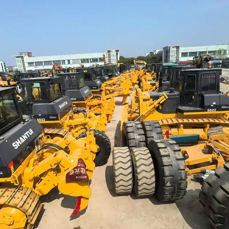 Shantui SD22 bulldozer inspection at an export yard