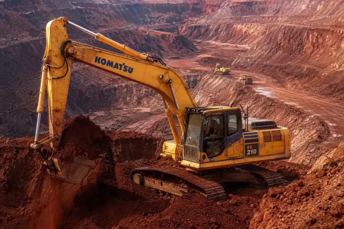 Komatsu PC210 in high-load mining iron ore mine, Brazil